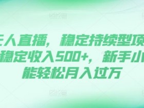 DY无人直播，稳定持续型项目，单号稳定收入500+，新手小白都能轻松月入过万【揭秘】-天天学吧