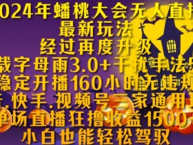 2024年蟠桃大会无人直播最新玩法，稳定开播160小时无违规，抖音、快手、视频号三家通用玩法【揭秘】-天天学吧