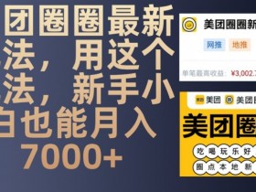 美团圈圈最新玩法，用这个玩法，新手小白也能月入7000+-天天学吧