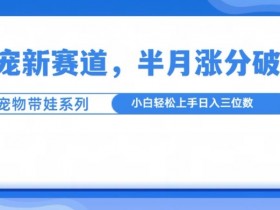 萌宠新赛道，萌宠带娃，半月涨粉10万+，小白轻松入手【揭秘】-天天学吧