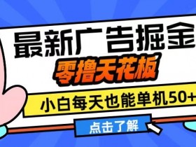 11月最新广告掘金，零撸天花板，小白也能每天单机50+，放大收益翻倍【揭秘】-天天学吧