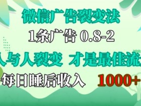 微信广告裂变法，操控人性，自发为你免费宣传，人与人的裂变才是最佳流量，单日睡后收入1k【揭秘】-天天学吧