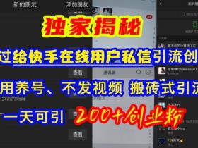 快手引流创业粉，不用养号、不发视频、搬砖式引流法，一天可引200+创业粉【揭秘】-天天学吧