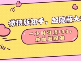 微信版知乎，超隐蔽流量入口1小时引流100人，粉丝质量超高【揭秘】-天天学吧