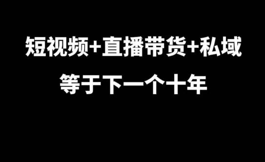 图片[1]-短视频+直播带货+私域等于下一个十年，大佬7年实战经验总结-天天学吧