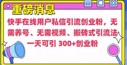 图片[1]-快手最新引流创业粉方法，无需养号、无需视频、搬砖式引流法【揭秘】-天天学吧