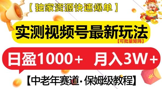 图片[1]-实测视频号最新玩法，中老年赛道，独家资源，月入过W+【揭秘】-天天学吧