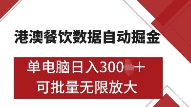 图片[1]-港澳餐饮数据全自动掘金，单电脑日入多张, 可矩阵批量无限操作【揭秘】-天天学吧