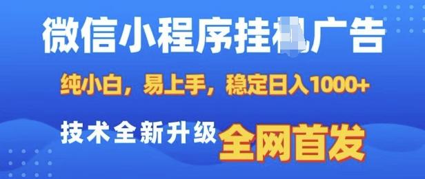 图片[1]-微信小程序全自动挂JI广告，纯小白易上手，稳定日入多张，技术全新升级，全网首发【揭秘】-天天学吧