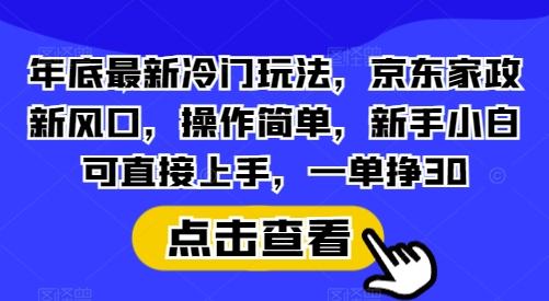 图片[1]-年底最新冷门玩法，京东家政新风口，操作简单，新手小白可直接上手，一单挣30【揭秘】-天天学吧