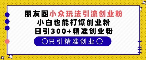 图片[1]-朋友圈小众玩法引流创业粉，小白也能打爆创业粉，日引300+精准创业粉【揭秘】-天天学吧