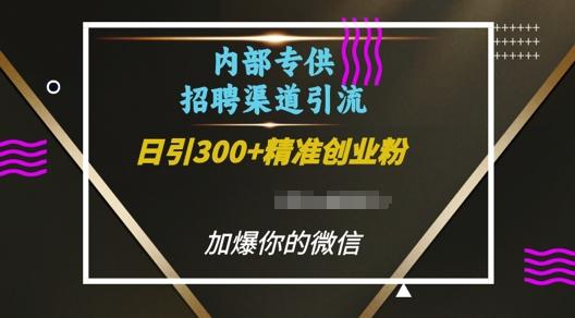 图片[1]-内部招聘渠道日引流300+创业粉，加爆你的微信【揭秘】-天天学吧