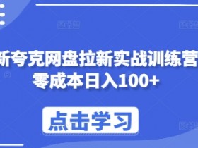 最新夸克网盘拉新实战训练营，零成本日入100+-天天学吧