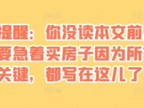 某付费文章：真诚提醒：你没读本文前，千万不要急着买房子因为所有的关键，都写在这儿了-天天学吧