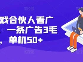 快手游戏合伙人看广告3.0，一条广告3毛到五毛，单机50+【揭秘】-天天学吧