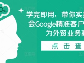 学完即用，带你实操0基础学会Google精准客户开发，成为外贸业务高手-天天学吧