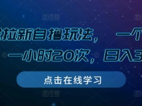 游戏拉新自撸玩法， 一个6-8元，一小时20次，日入3张【揭秘】-天天学吧