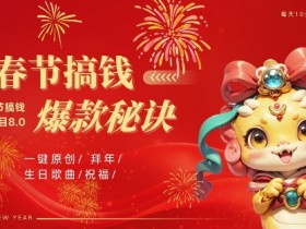 AI春节搞钱8.0升级版，蝴蝶号超火爆生日定制视频，AI一键生成原创音乐，月赚米1W+-天天学吧