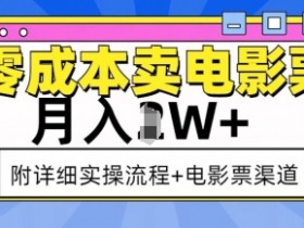 零成本卖电影票，月入过W+，实操流程+渠道-天天学吧