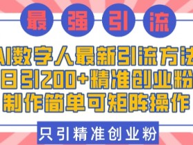 AI数字人最新引流方法，日引200+精准创业粉，制作简单可矩阵操作-天天学吧