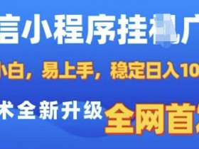 微信小程序全自动挂JI广告，纯小白易上手，稳定日入多张，技术全新升级，全网首发【揭秘】-天天学吧