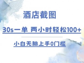 酒店截图 30s一单  2小时轻松100+ 小白无脑上手0门槛【仅揭秘】-天天学吧