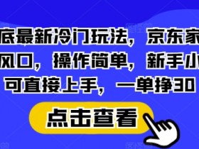 年底最新冷门玩法，京东家政新风口，操作简单，新手小白可直接上手，一单挣30【揭秘】-天天学吧