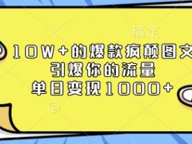 10W+的爆款疯颠图文，引爆你的流量，单日变现1k【揭秘】-天天学吧