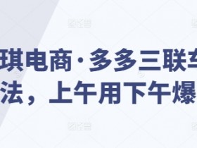 琪琪电商·多多三联车玩法，上午用下午爆单-天天学吧