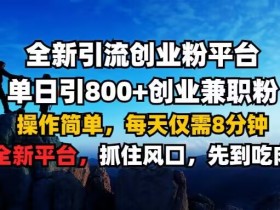 全新引流创业粉平台 单日引800+，创业兼职粉，操作简单，每天仅需8分钟【仅揭秘】-天天学吧