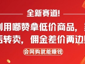 全新赛道，利用嘟赞拿低价商品，然后去闲鱼转卖佣金，差价两边赚，会网购就能挣钱-天天学吧