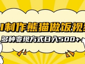 AI制作熊猫做饭视频，可批量矩阵操作，多种变现方式日入5张-天天学吧