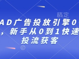 巨量AD广告投放引擎0~1必修课，新手从0到1快速学会投流获客-天天学吧