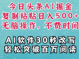 AI头条掘金项目，复制粘贴稳定变现，AI一键写文，空闲时间轻松变现5张【揭秘】-天天学吧