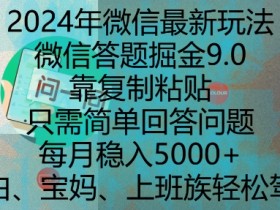 2024年微信最新玩法，微信答题掘金9.0玩法出炉，靠复制粘贴，只需简单回答问题，每月稳入5k【揭秘】-天天学吧