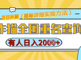 创作猫全国重名查询，详细教程，简单制作，日入多张【揭秘】-天天学吧