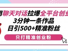 利用聊天对话拉爆全平台创业粉，3分钟一条作品，日引500+精准粉丝-天天学吧